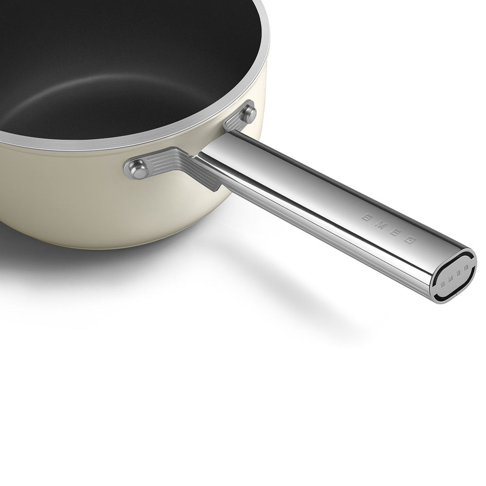 20 cm - Smeg Cookware Casseruola Alta Con Manico Antiaderente Ceramico In Alluminio Con Coperchio