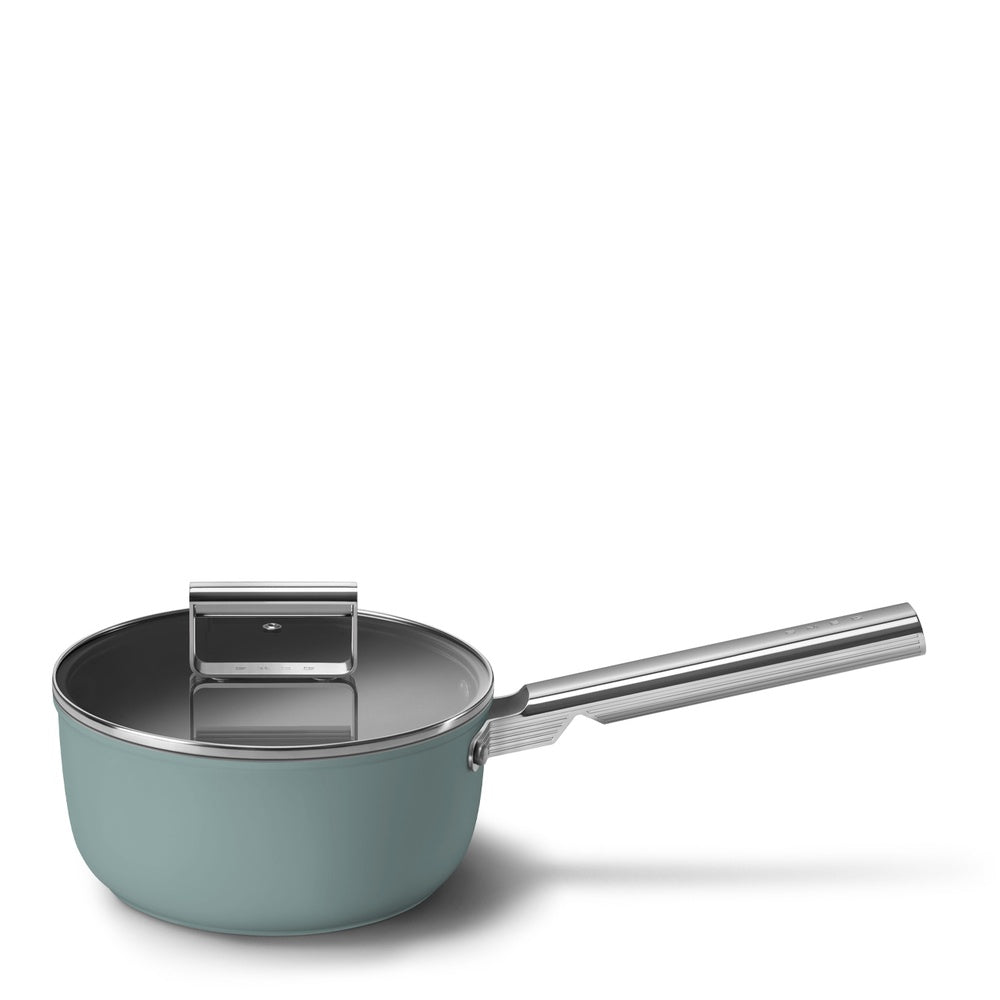 20 cm - Smeg Cookware Casseruola Alta Con Manico Antiaderente Ceramico In Alluminio Con Coperchio