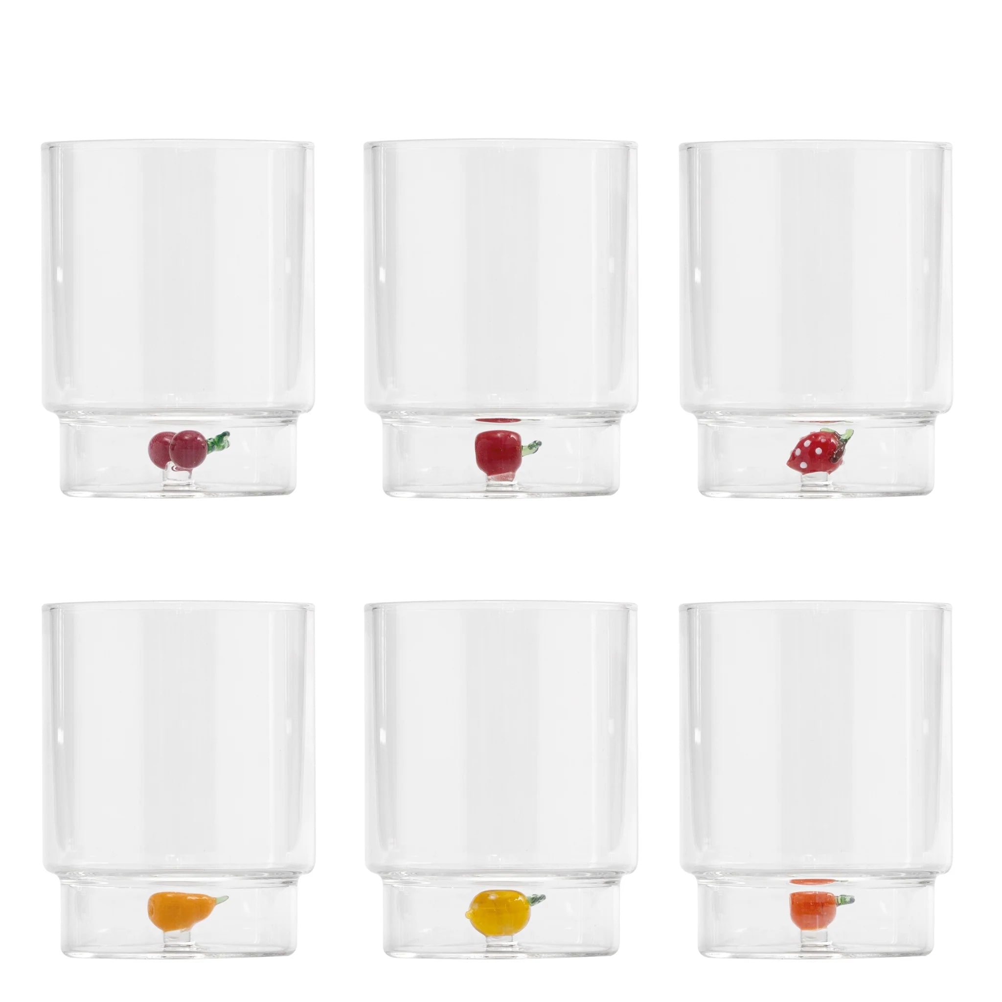 35 cl - Zafferano Teca Frutta Bicchiere Acqua In Vetro Set 6 Pz