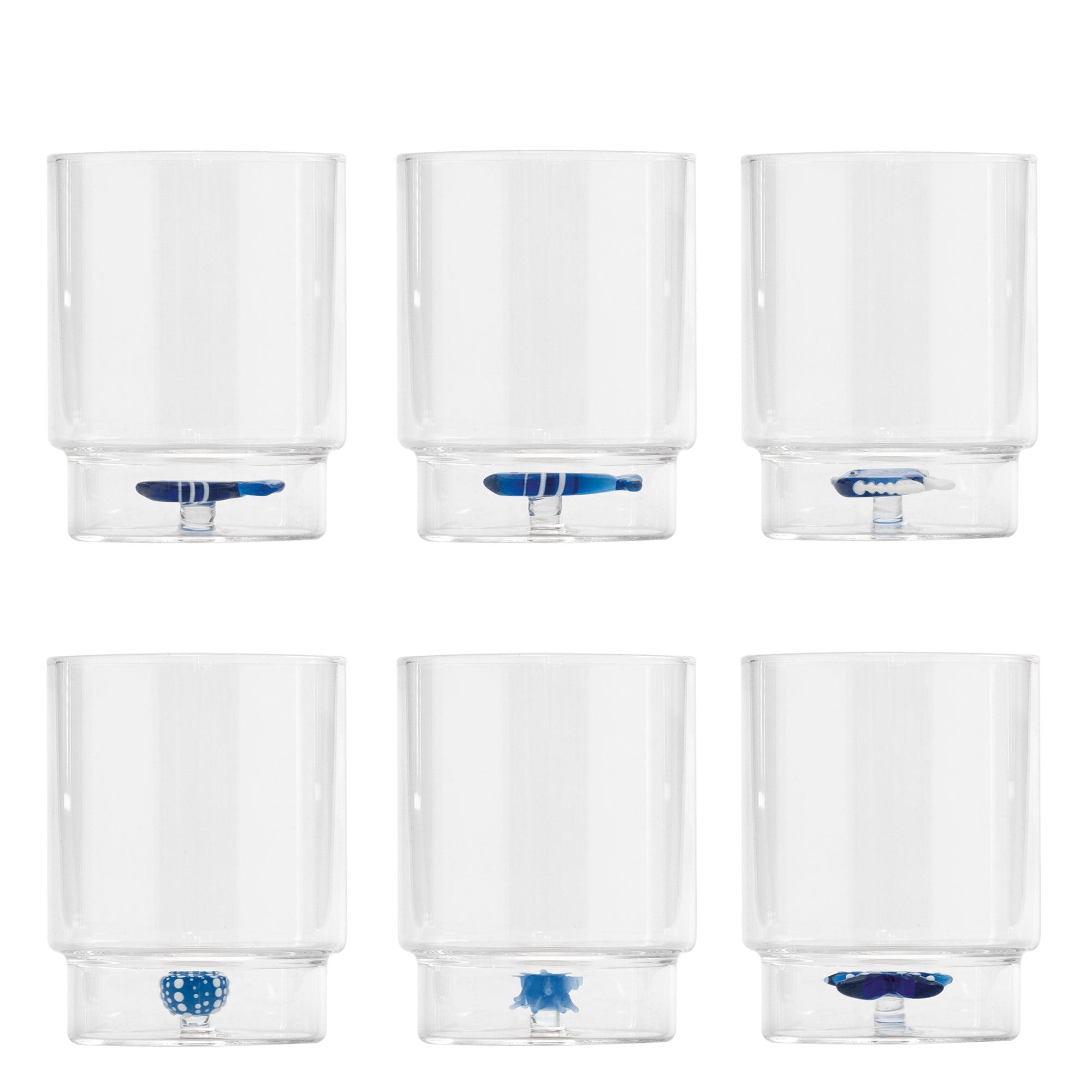 35 cl - Zafferano Teca Mare Bicchiere Acqua In Vetro Set 6 Pz