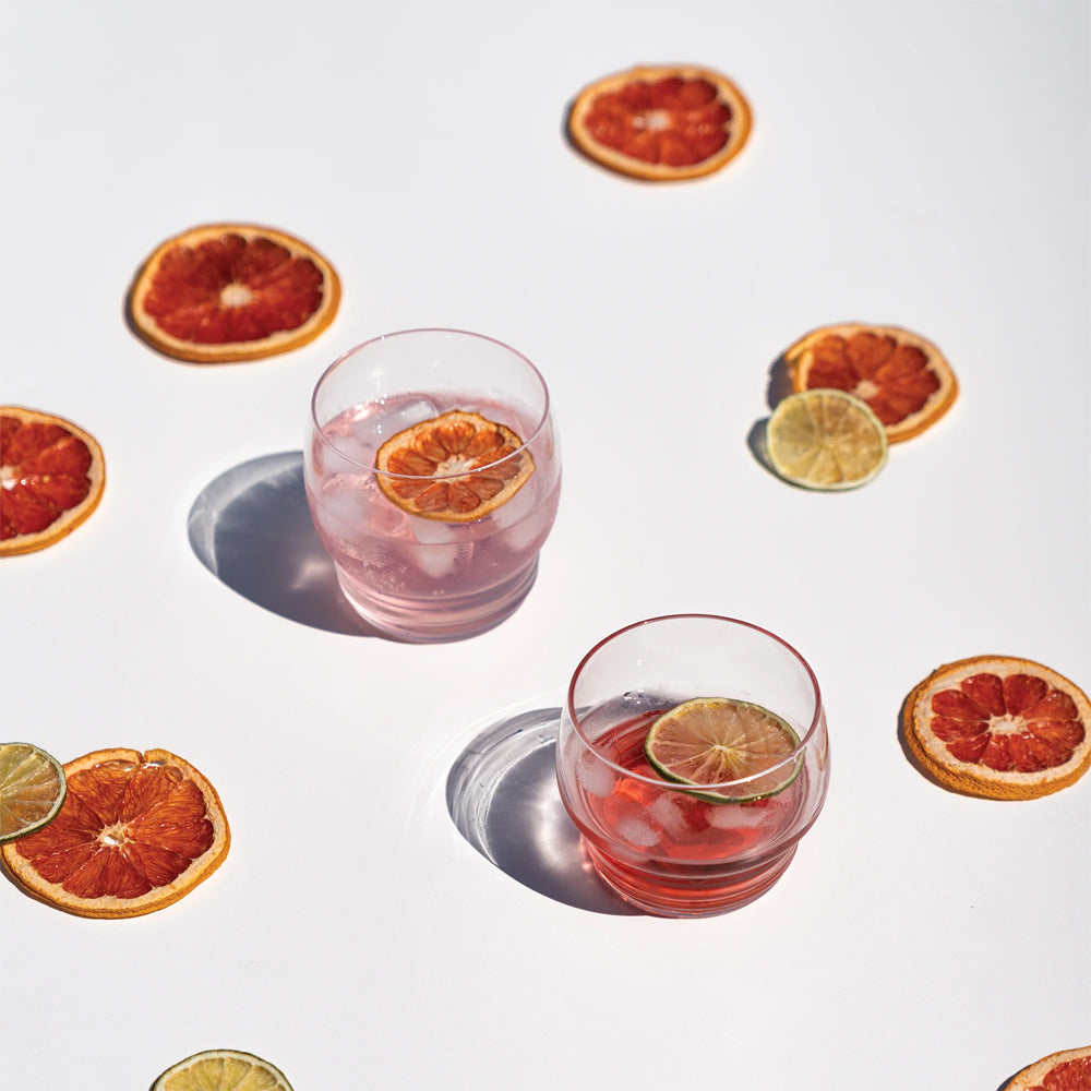 26 cl - Zafferano Righe Bicchiere Acqua In Vetro - Set 4 Pz