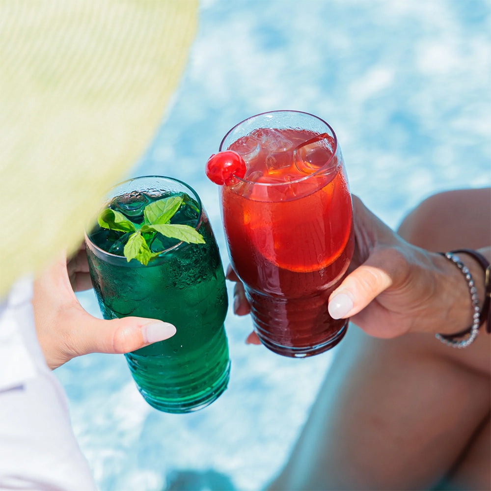 33 cl - Zafferano Righe Bicchiere Whisky Rocks In Vetro - Set 4 Pz