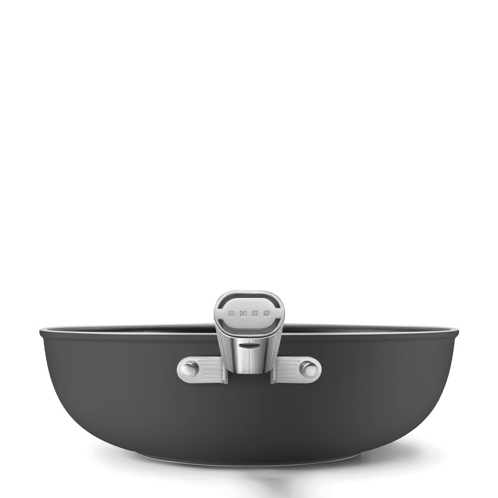 30 cm - Smeg Cookware Wok Antiaderente Ceramico In Alluminio Con Coperchio