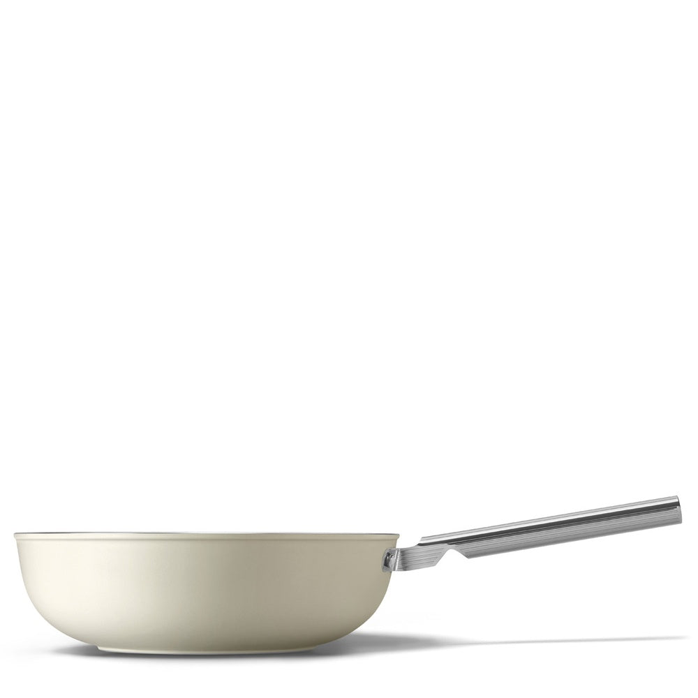 30 cm - Smeg Cookware Wok Antiaderente Ceramico In Alluminio Con Coperchio