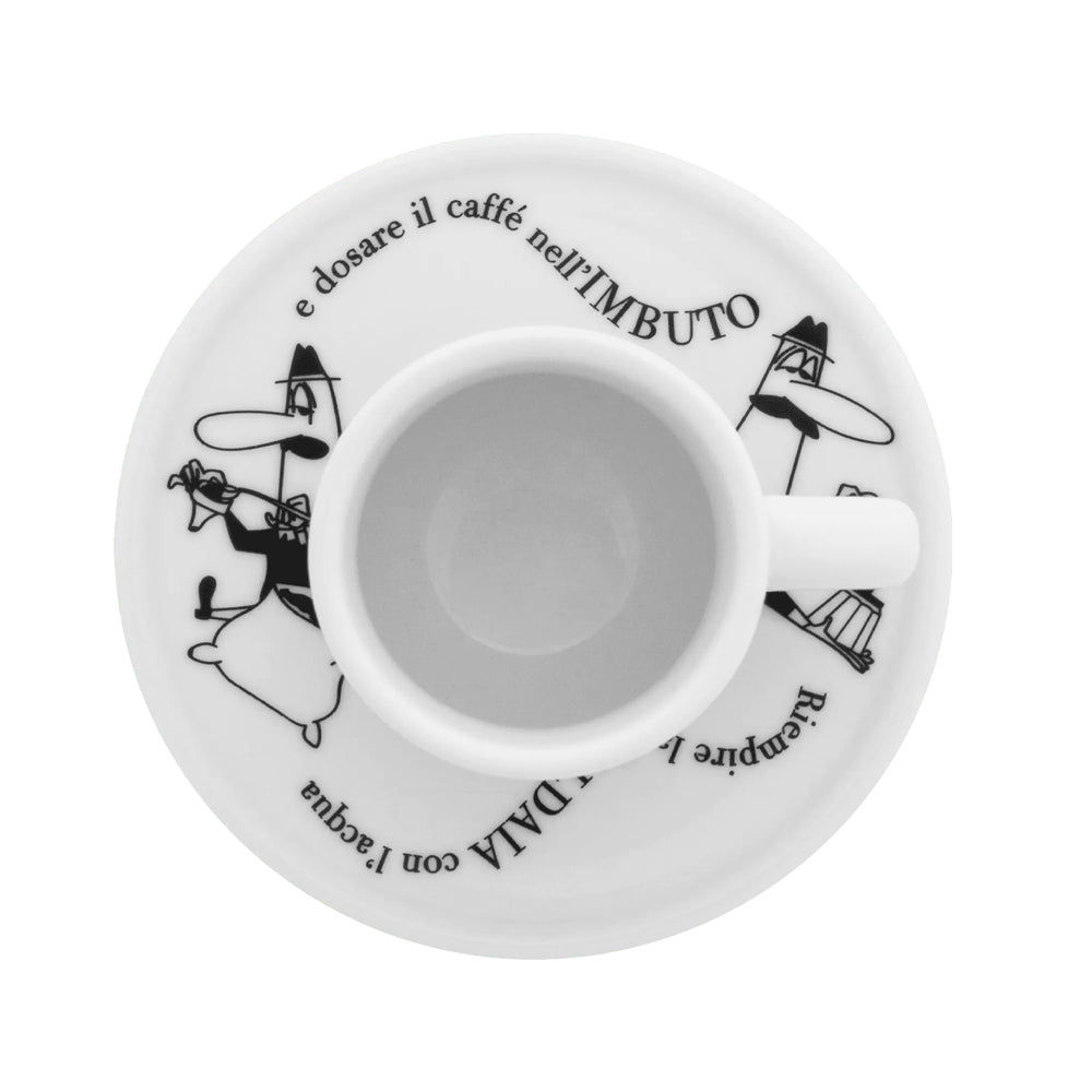 8 cl - Bialetti Carosello Tazzina Espresso Con Piattino In Porcellana Set 4 Pz