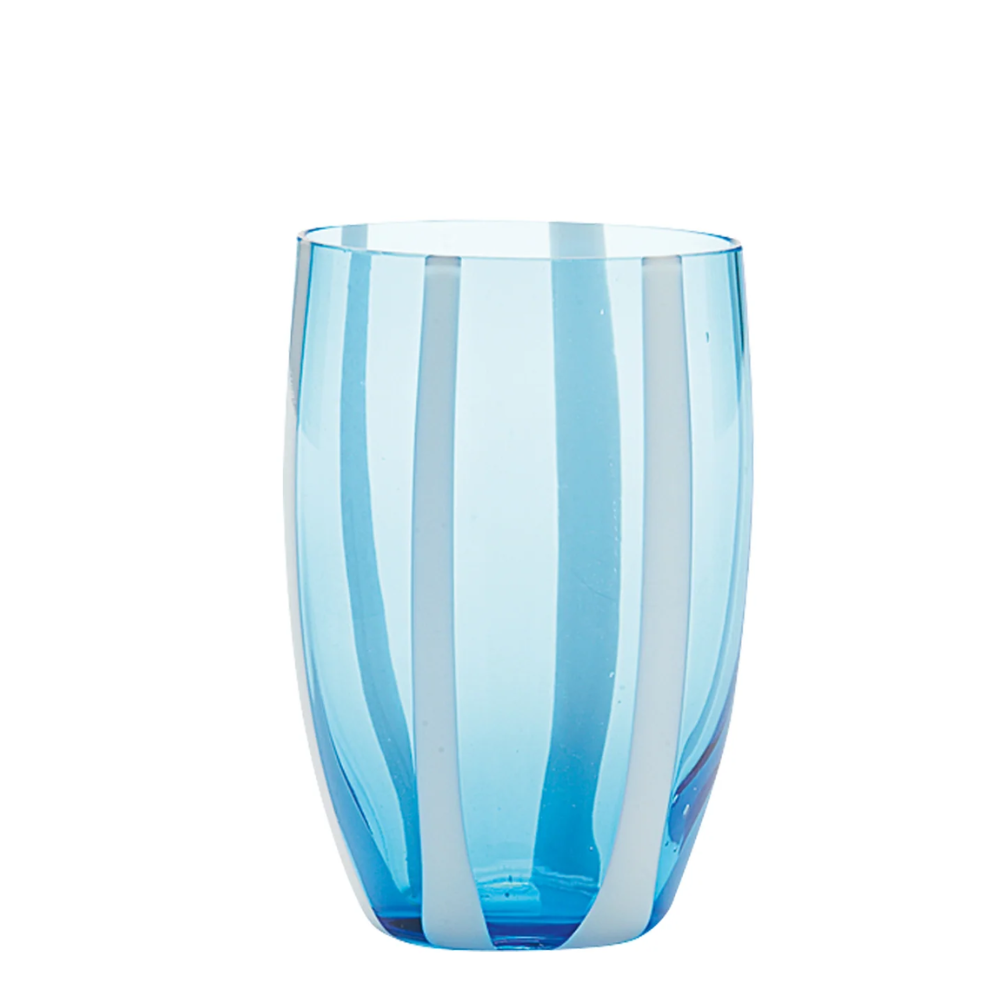 32 cl - Gessato Water Glass with Stripes in Handcrafted Glass - Set 6 Pieces
