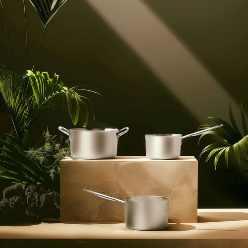 Agnelli Alluminio 3mm Professionale Padella Alta Da Mantecatura Con Manico Tubolare Inox