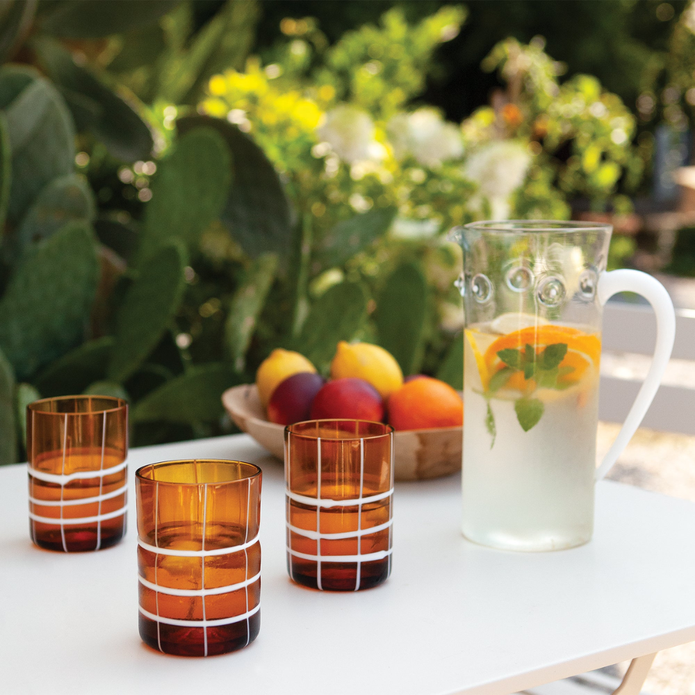 35 cl - Twiddle Verre À Eau À Rayures en Verre Soufflé - Ensemble 6 Pcs