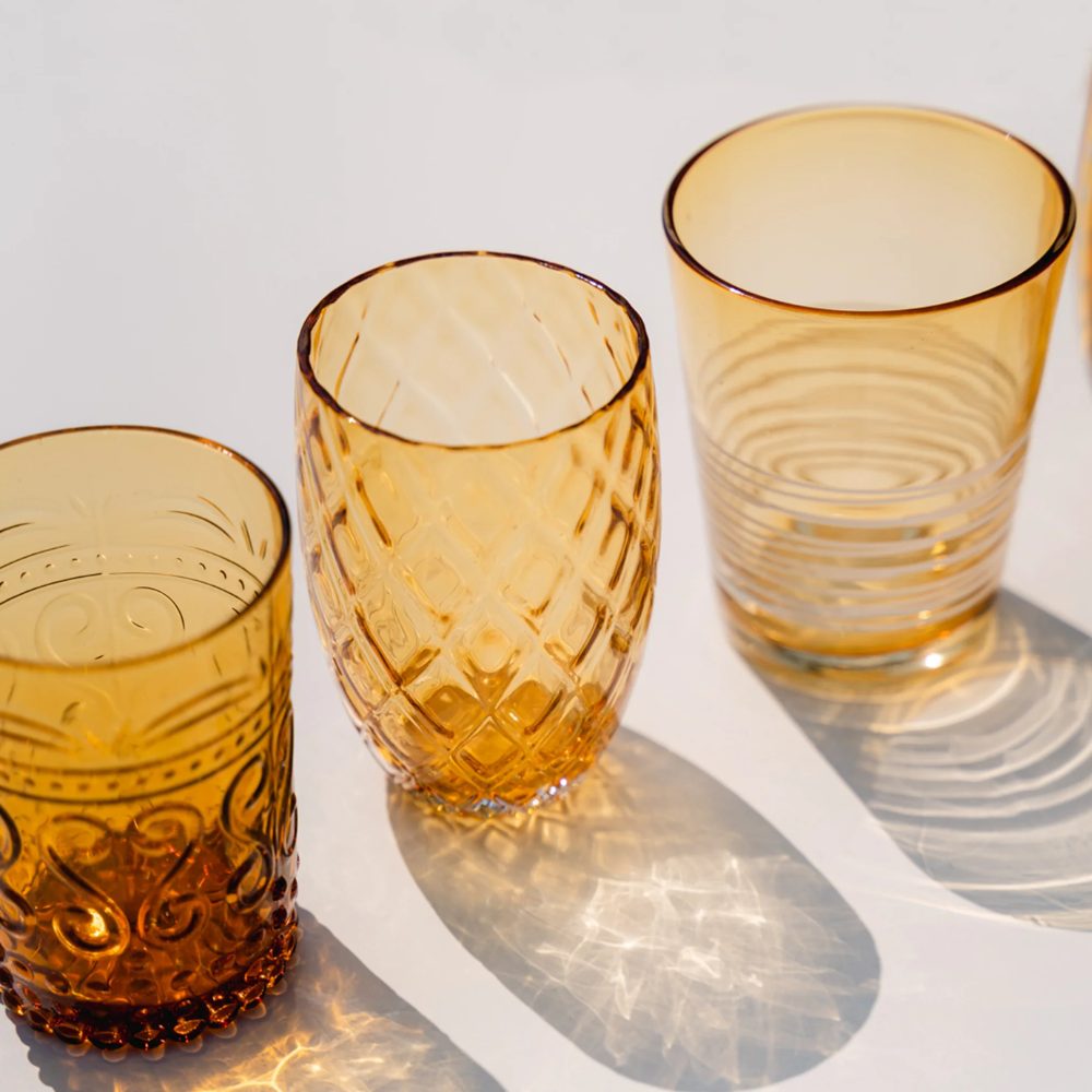 40 cl - Filante Water Glass with Stripes in Blown Glass - Set 6 Pieces