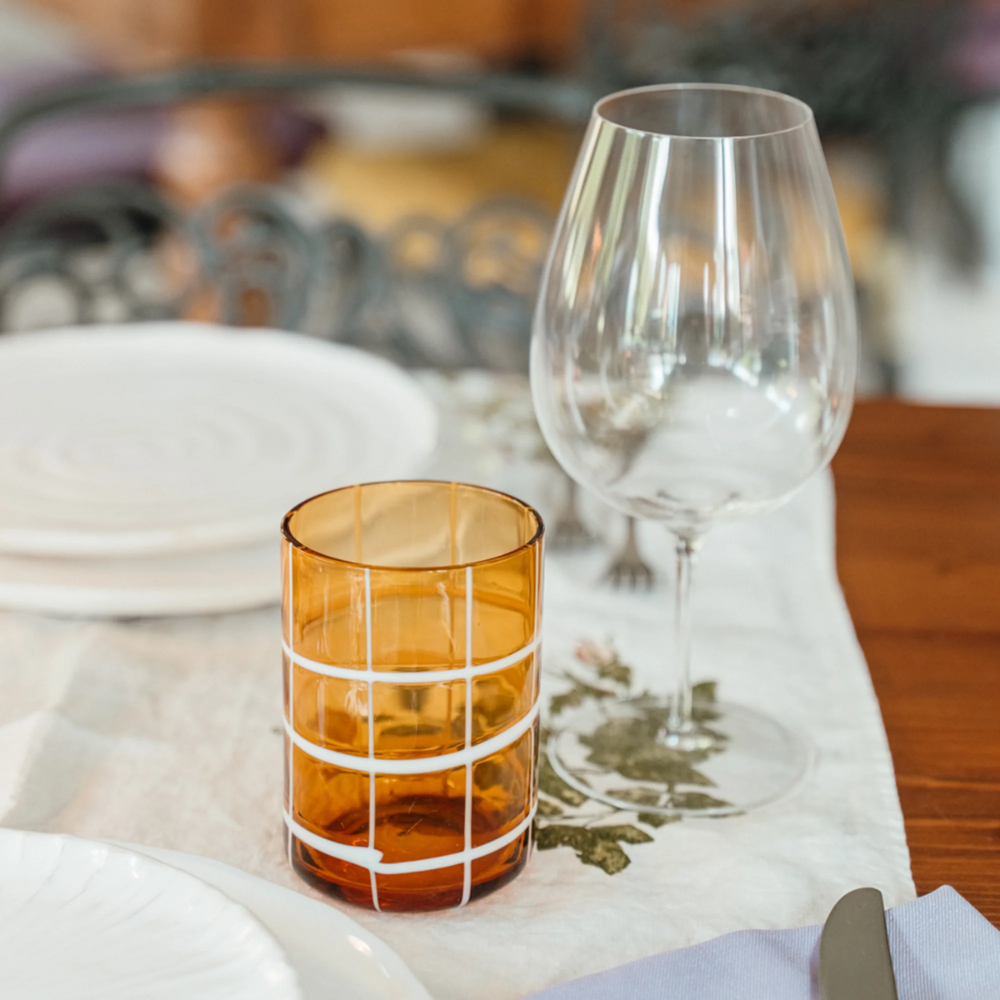 35 cl - Twiddle Verre À Eau À Rayures en Verre Soufflé - Ensemble 6 Pcs