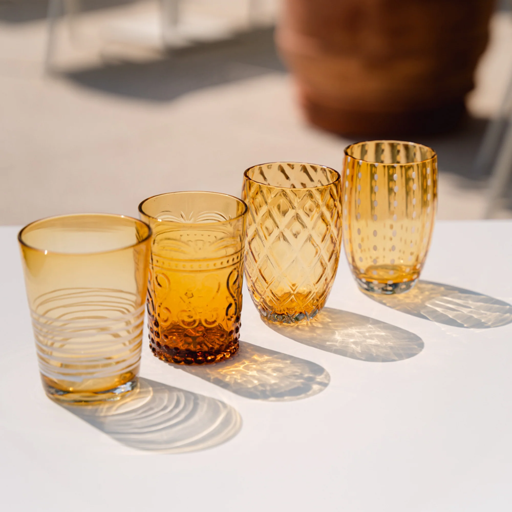 40 cl - Filante Water Glass with Stripes in Blown Glass - Set 6 Pieces
