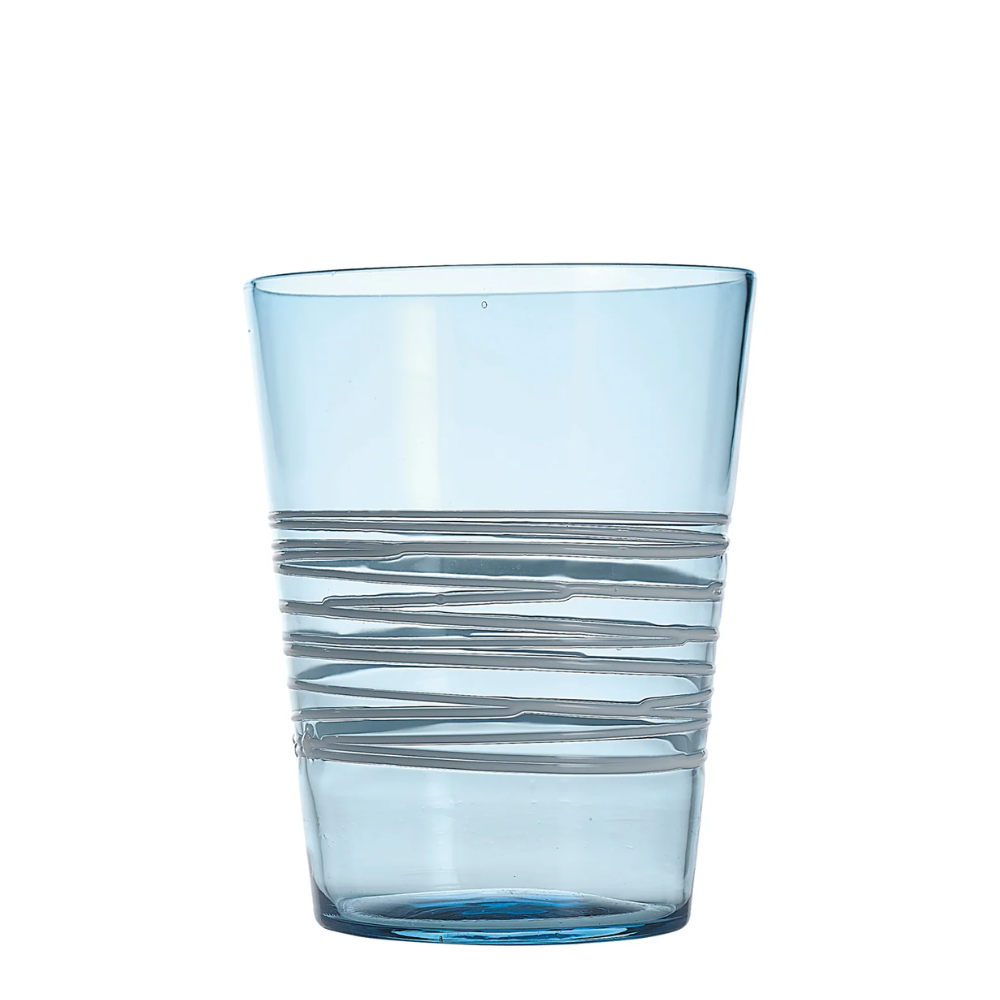 40 cl - Filante Water Glass with Stripes in Blown Glass - Set 6 Pieces