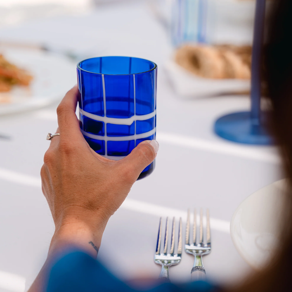 35 cl - Twiddle Verre À Eau À Rayures en Verre Soufflé - Ensemble 6 Pcs