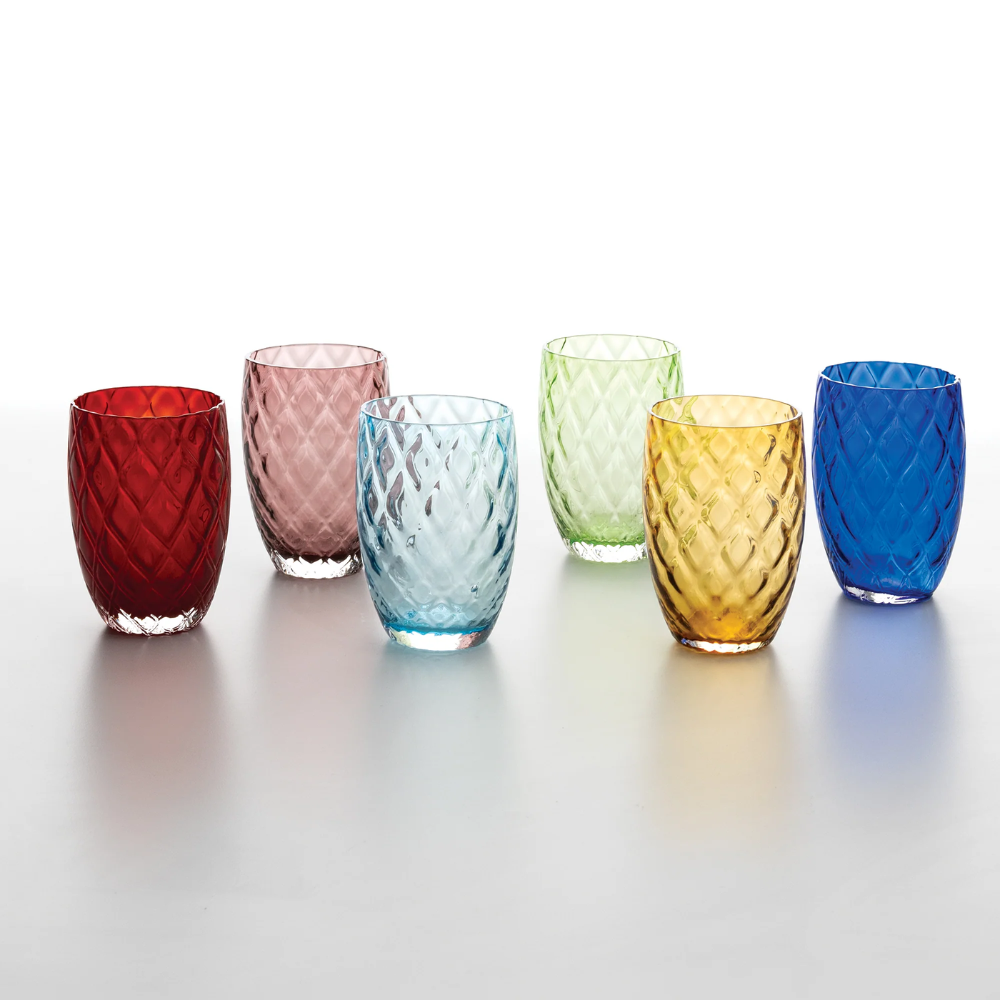 38 cl - Losanghe Verres À Eau en Verre Soufflé - Ensemble 6 Pcs
