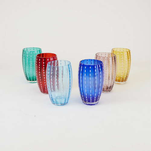 32 cl - Perle Water Glass with White Dots - Set 6 Pieces