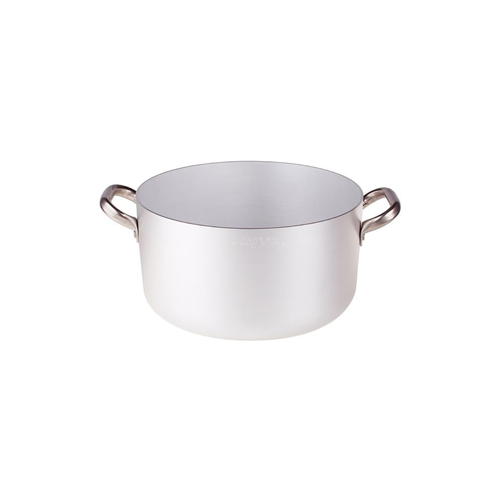 Agnelli Alluminio 3mm Professionale Casseruola Alta Con 2 Maniglie Inox