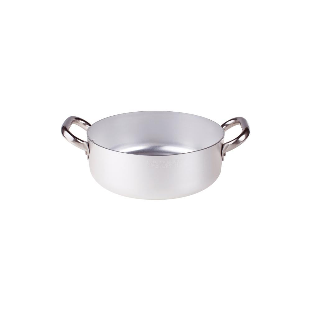 Agnelli Alluminio 3mm Professionale Casseruola Bassa Con 2 Maniglie Inox