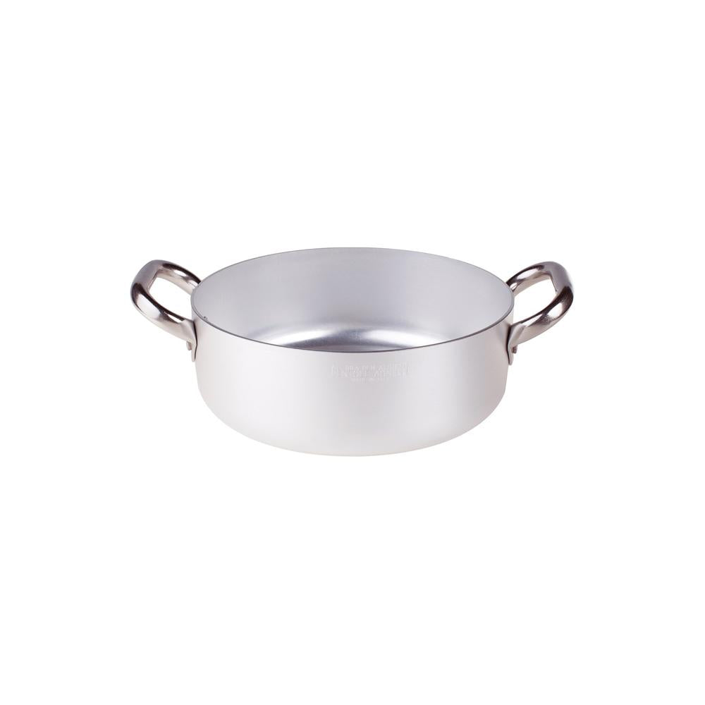 Agnelli Alluminio 3mm Professionale Casseruola Bassa Con 2 Maniglie Inox