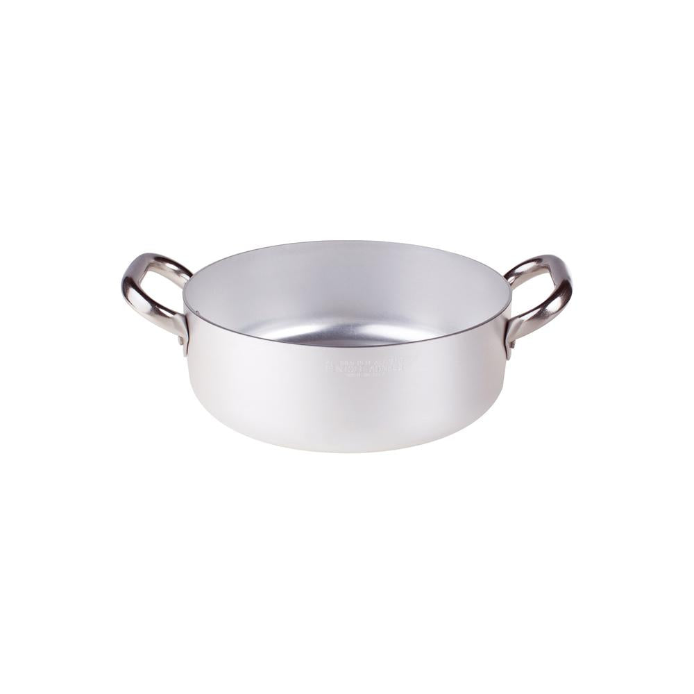 Agnelli Alluminio 3mm Professionale Casseruola Bassa Con 2 Maniglie Inox