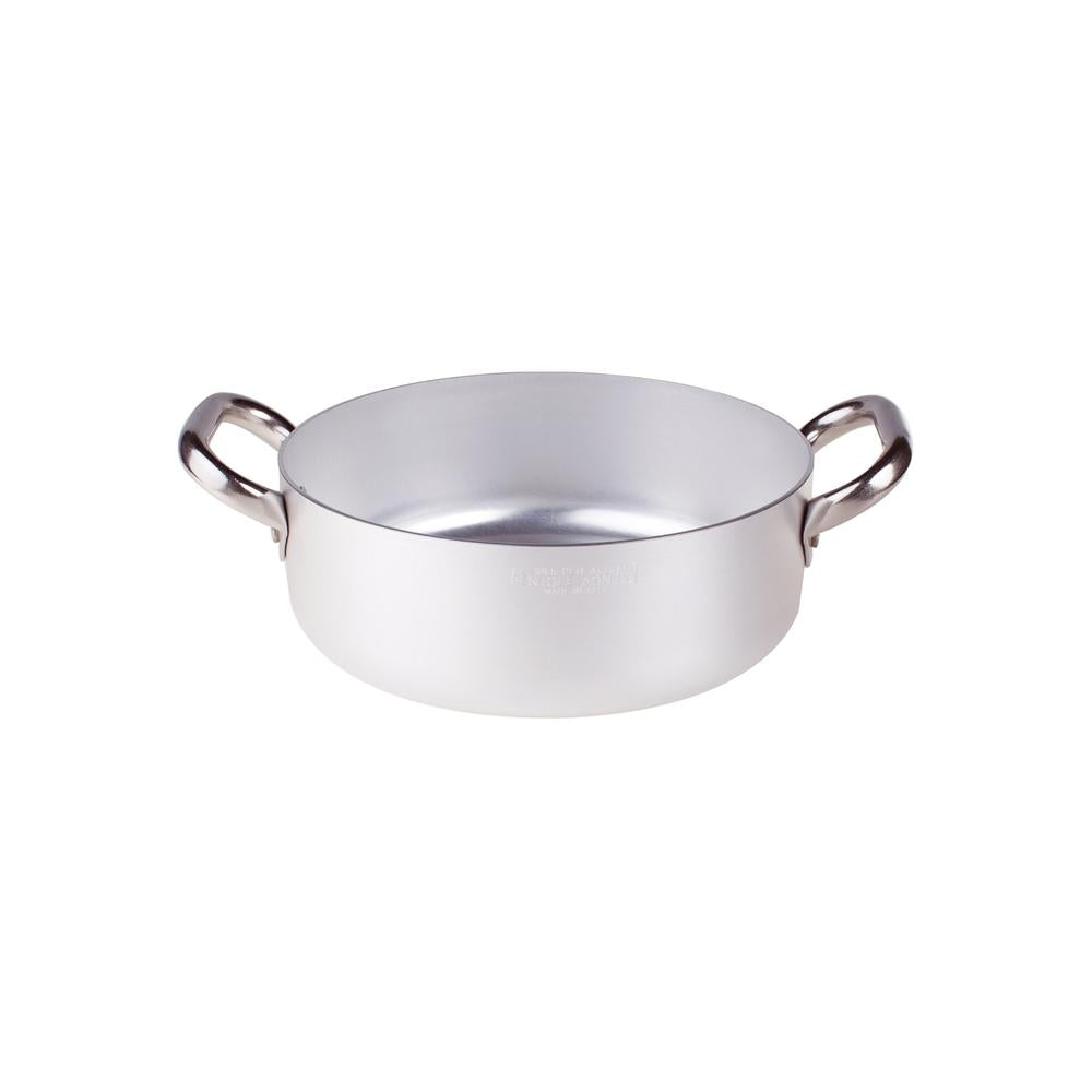 Agnelli Alluminio 3mm Professionale Casseruola Bassa Con 2 Maniglie Inox