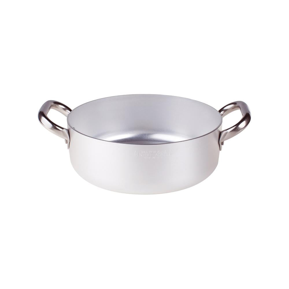 Agnelli Alluminio 3mm Professionale Casseruola Bassa Con 2 Maniglie Inox