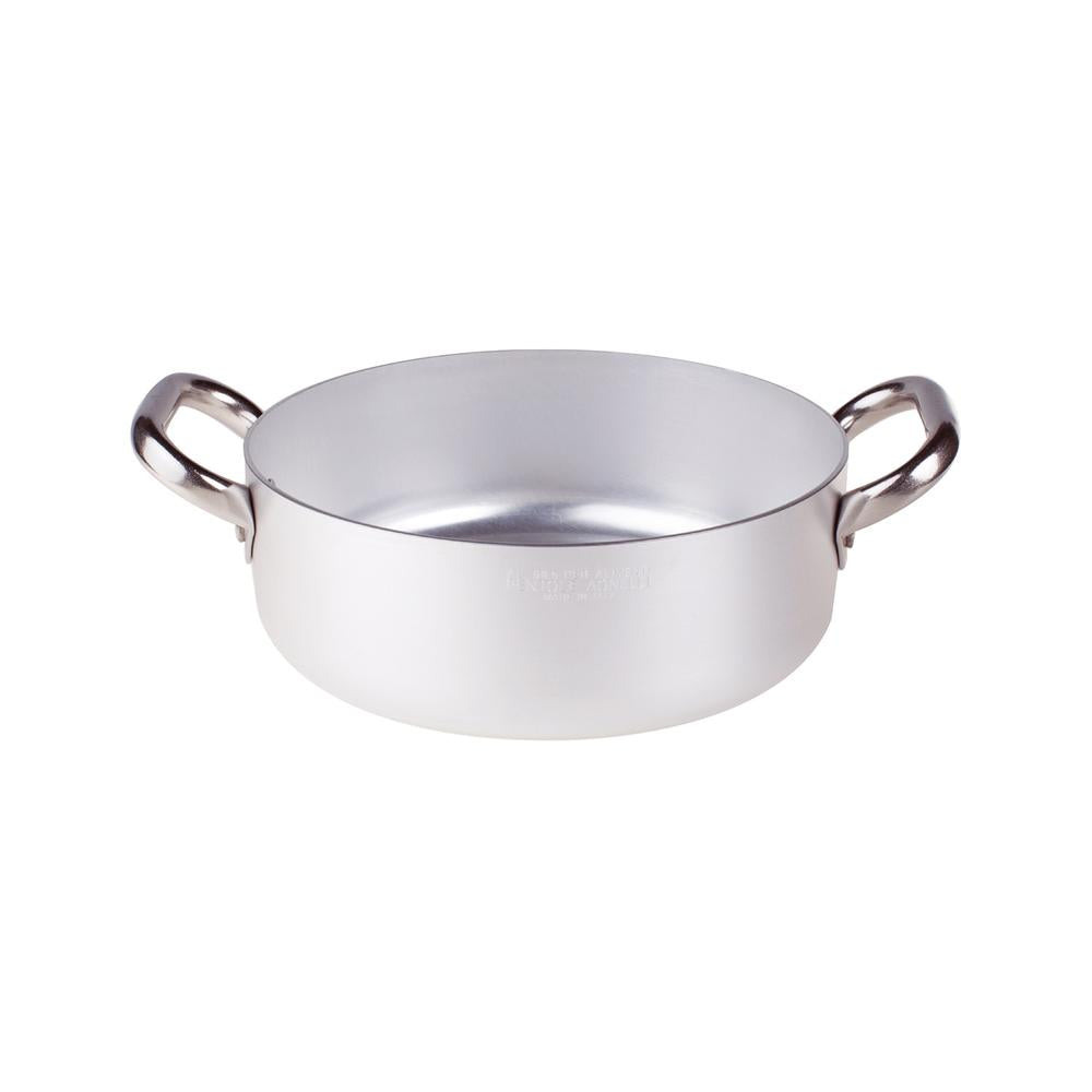 Agnelli Alluminio 3mm Professionale Casseruola Bassa Con 2 Maniglie Inox