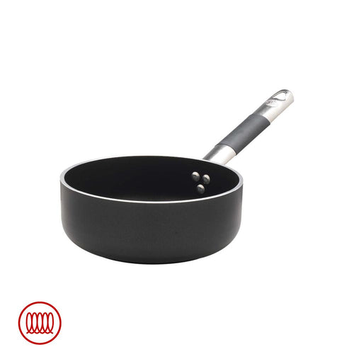 Agnelli AlBlack Casseruola Bassa Induzione In Alluminio Antiaderente 5mm Con Manico Cool Inox