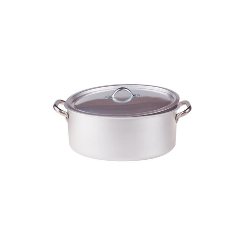 Agnelli Alluminio 3mm Professionale Casseruola Alta Ovale Con Coperchio e 2 Maniglie Inox