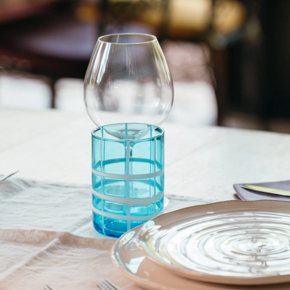 35 cl - Twiddle Verre À Eau À Rayures en Verre Soufflé - Ensemble 6 Pcs