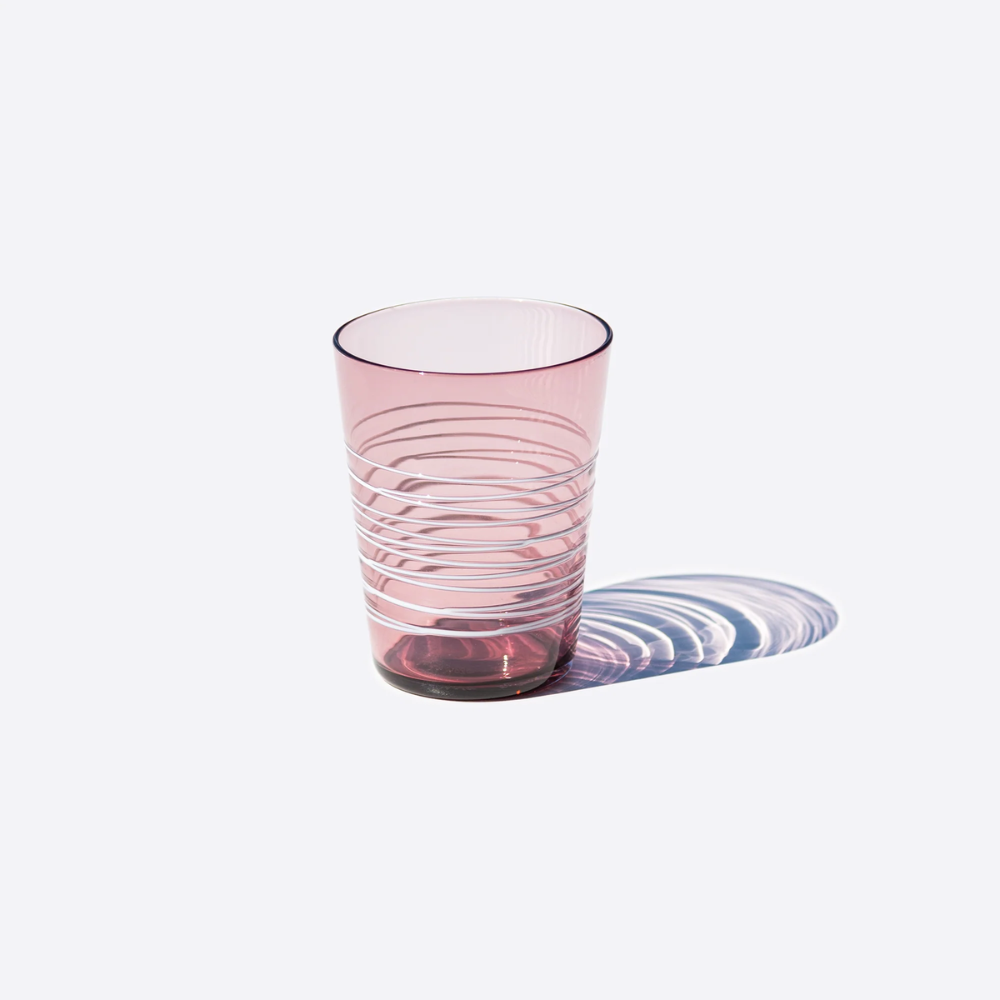 40 cl - Filante Water Glass with Stripes in Blown Glass - Set 6 Pieces