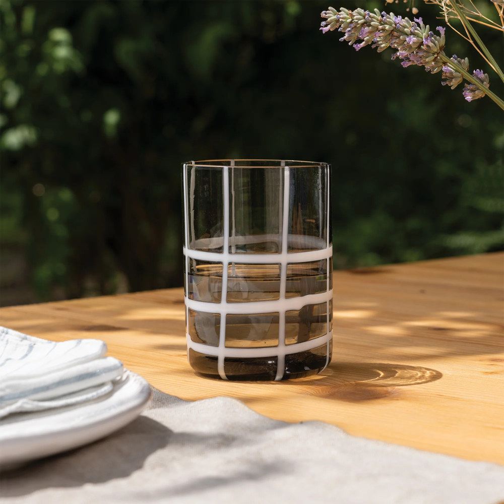 35 cl - Twiddle Verre À Eau À Rayures en Verre Soufflé - Ensemble 6 Pcs