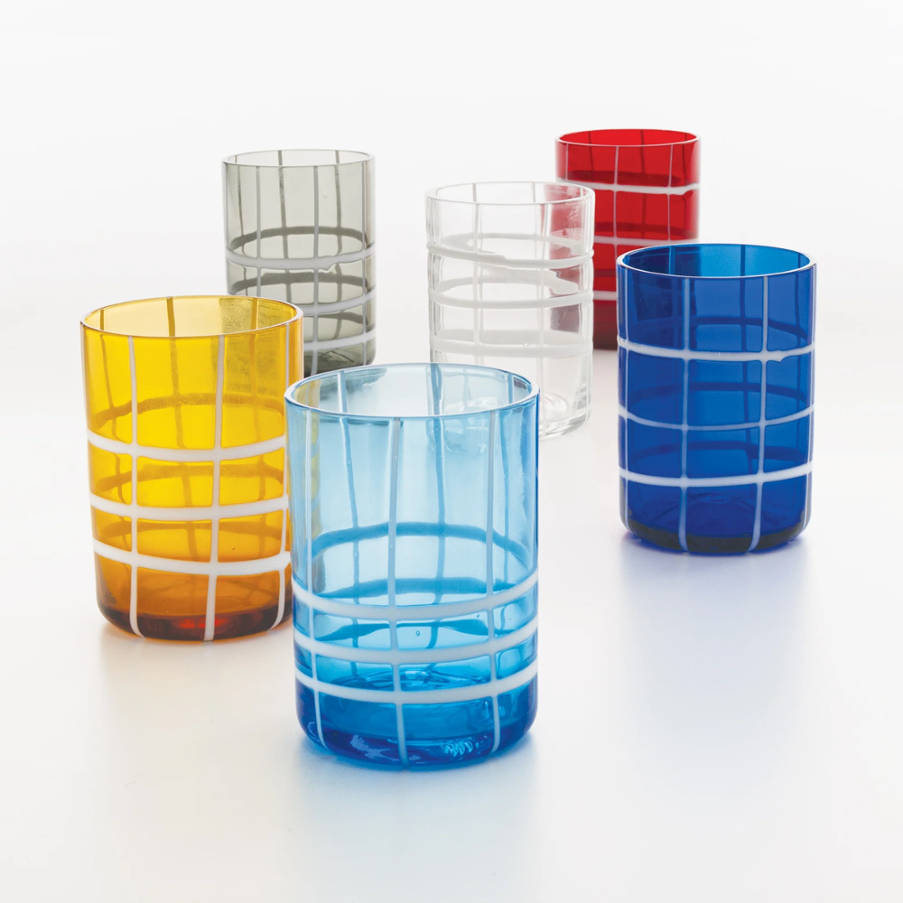 35 cl - Twiddle Verre À Eau À Rayures en Verre Soufflé - Ensemble 6 Pcs