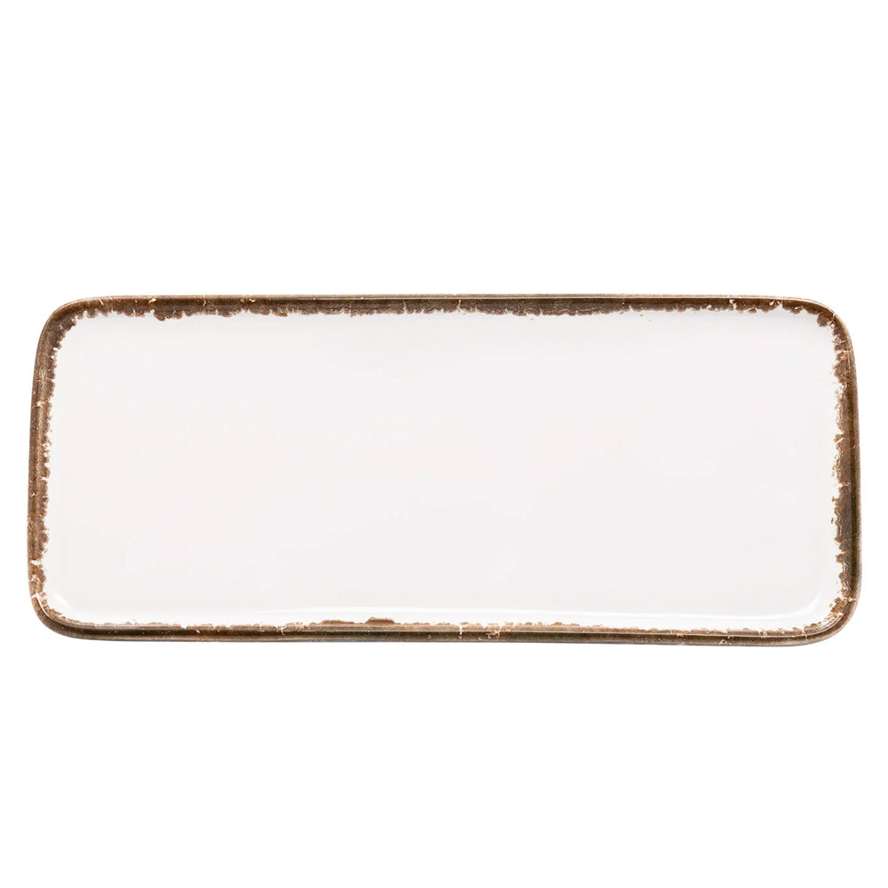 26.5x11.5 cm - Petit Vassoio Rettangolare Fatto a Mano In Ceramica - Set 2 Pz