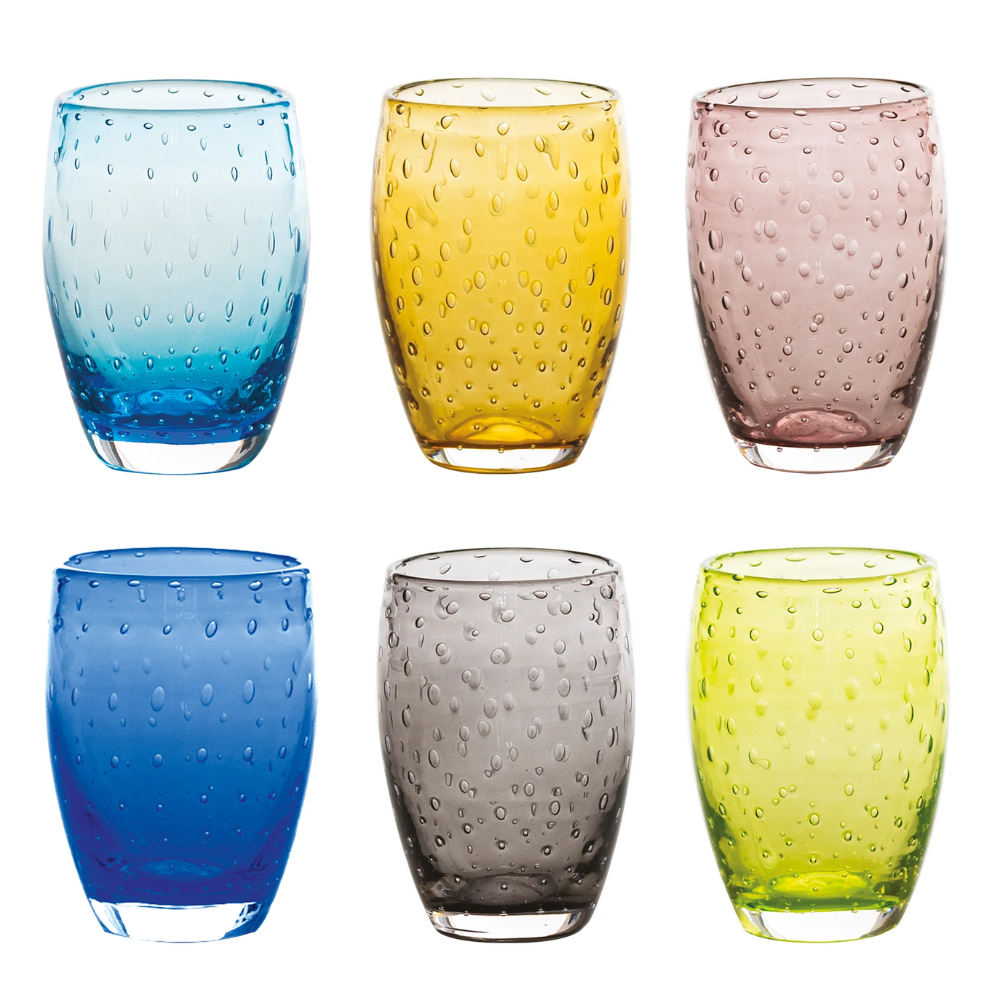 35 cl - Bolicante Verre À Eau Bulles en Verre Soufflé - Ensemble 6 Pcs