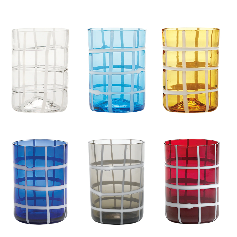 35 cl - Twiddle Verre À Eau À Rayures en Verre Soufflé - Ensemble 6 Pcs