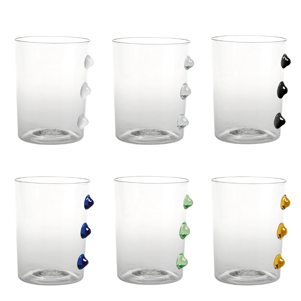 37 cl - Petoni Water Glasses 3 Vertical Points in Borosilicate Glass - Set 6 Pieces