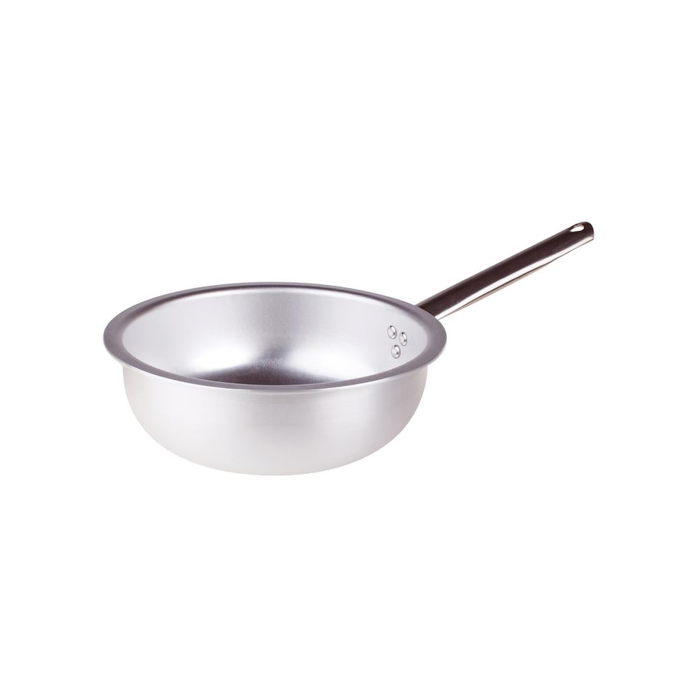 Agnelli Alluminio 3mm Professionale Padella Alta Da Mantecatura Con Manico Tubolare Inox