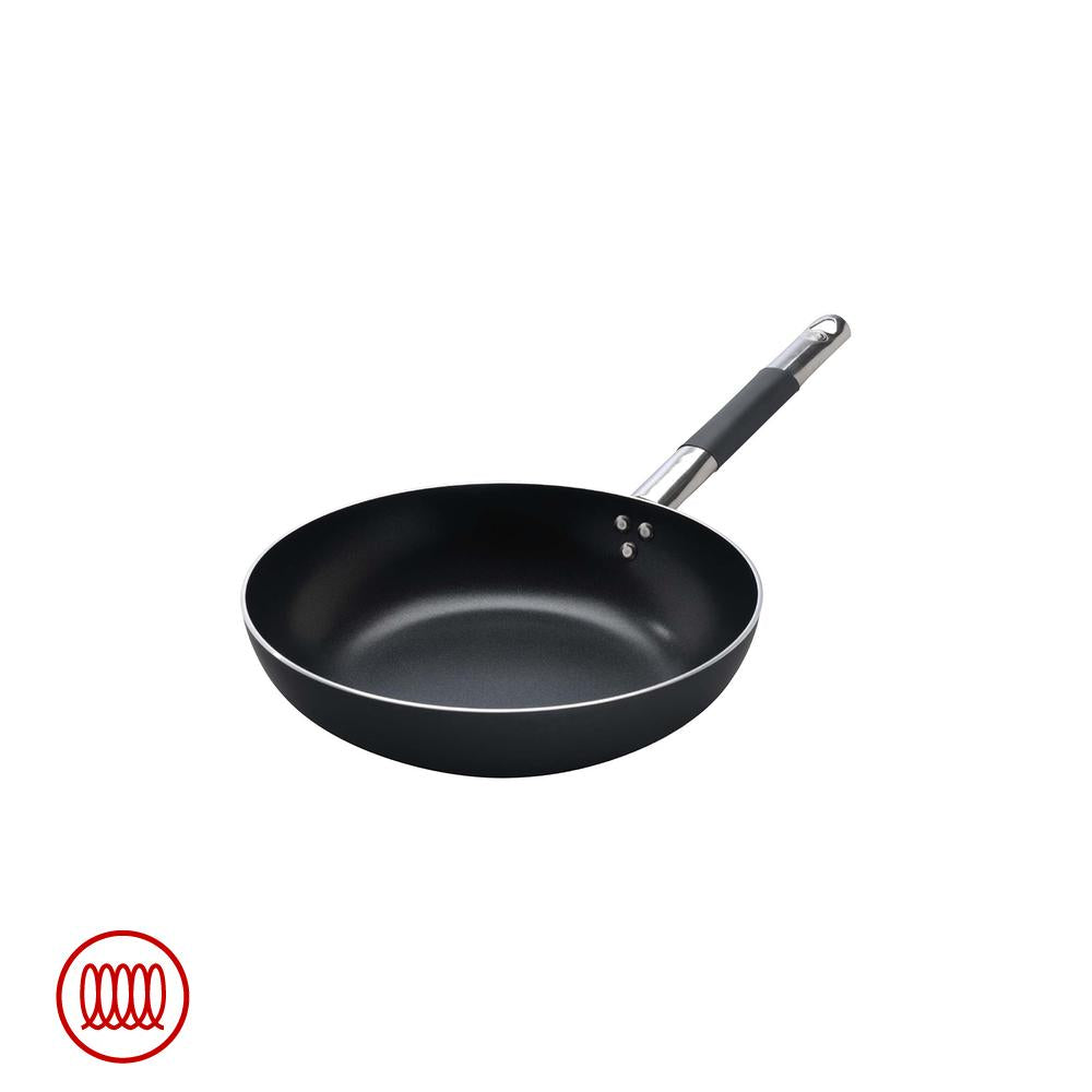 Agnelli AlBlack Padella Alta Svasata Induzione In Alluminio Antiaderente 5mm Con Manico Cool Inox