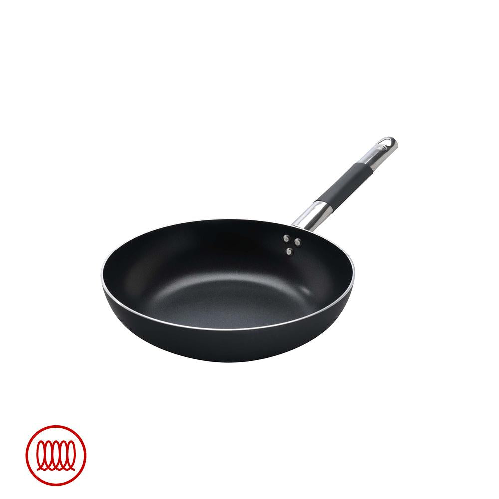 Agnelli AlBlack Padella Alta Svasata Induzione In Alluminio Antiaderente 5mm Con Manico Cool Inox