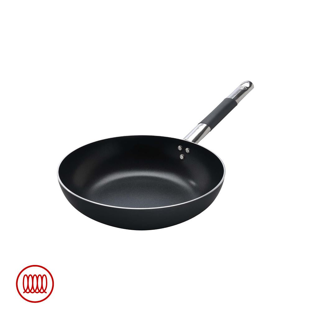 Agnelli AlBlack Padella Alta Svasata Induzione In Alluminio Antiaderente 5mm Con Manico Cool Inox
