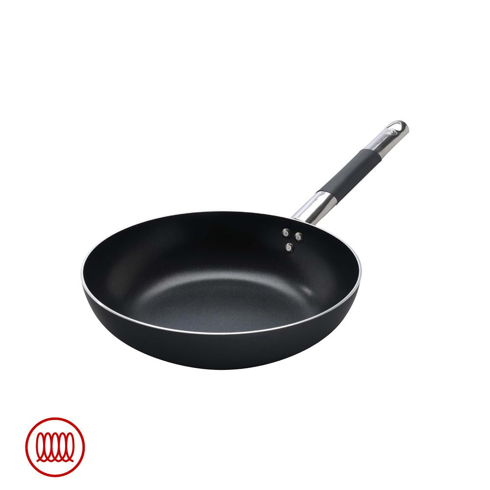 Agnelli AlBlack Padella Alta Svasata Induzione In Alluminio Antiaderente 5mm Con Manico Cool Inox