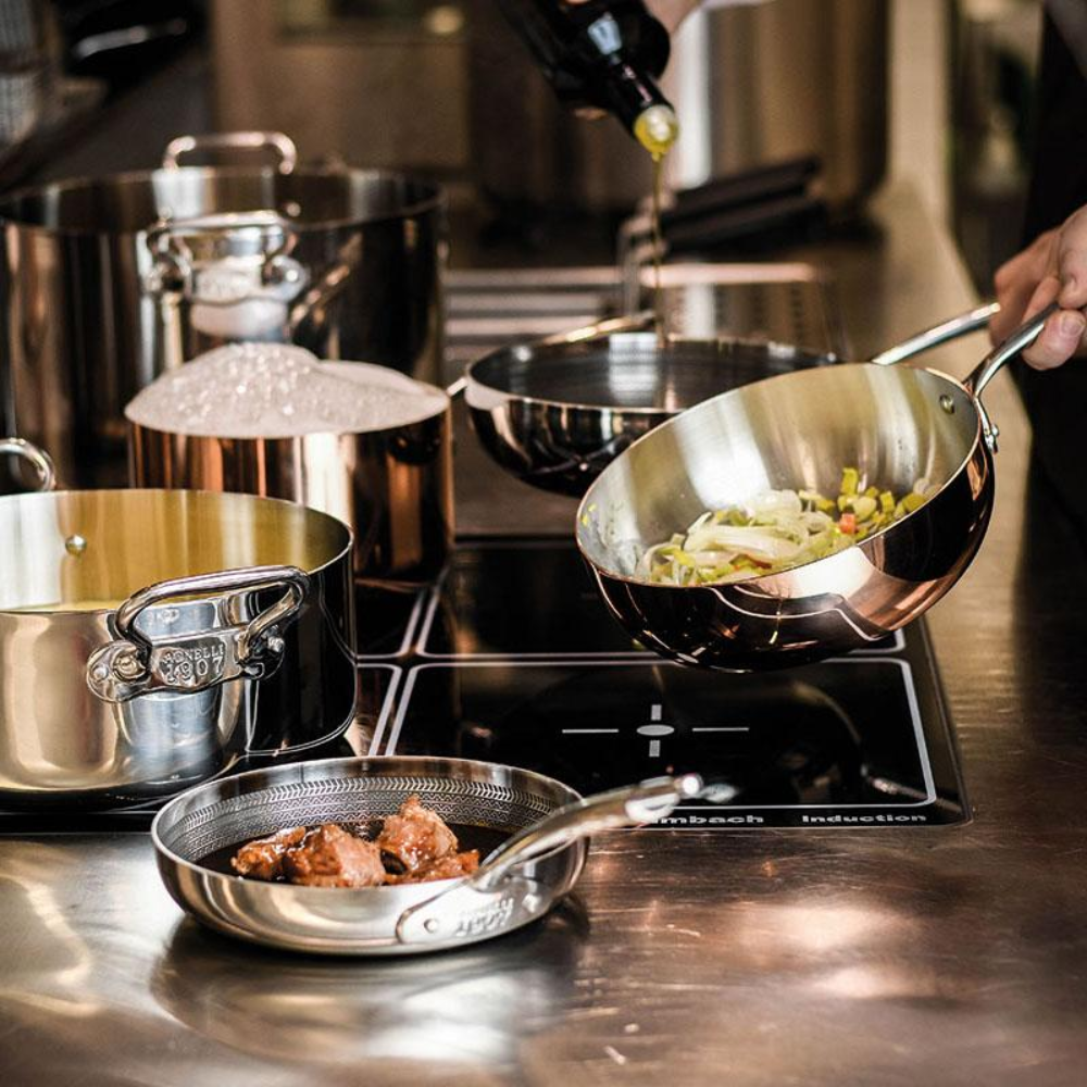 Acciaio Inox Low Induction Pan With Tubular Handle