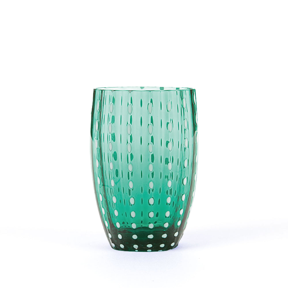 32 cl - Perle Bicchiere Acqua Pallini Bianchi in Vetro - Set 6 Pezzi