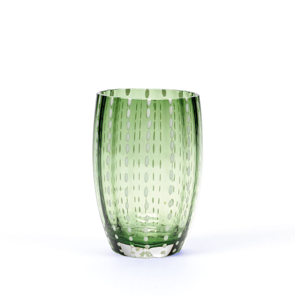 32 cl - Perle Bicchiere Acqua Pallini Bianchi in Vetro - Set 6 Pezzi