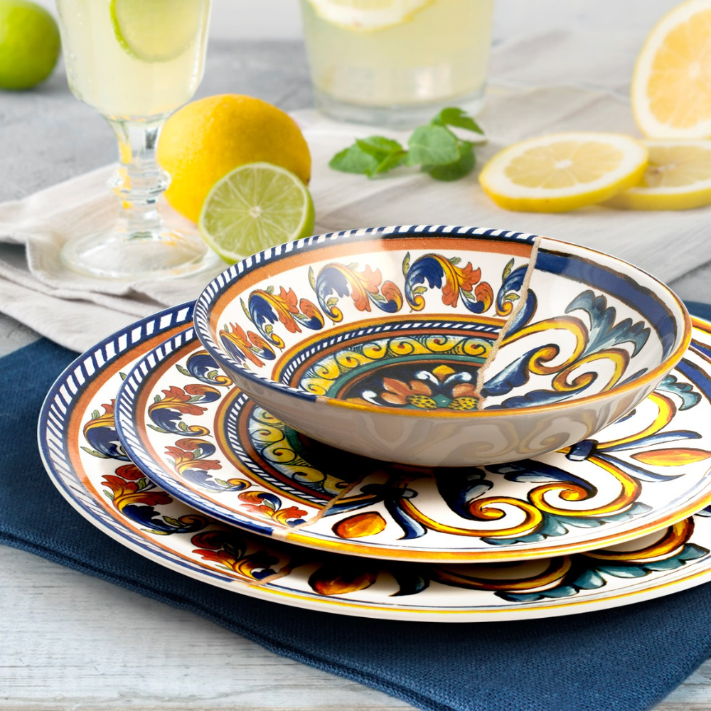 30x20 cm - Positano Rectangular Flat Plate In Stoneware Set 6 Pcs
