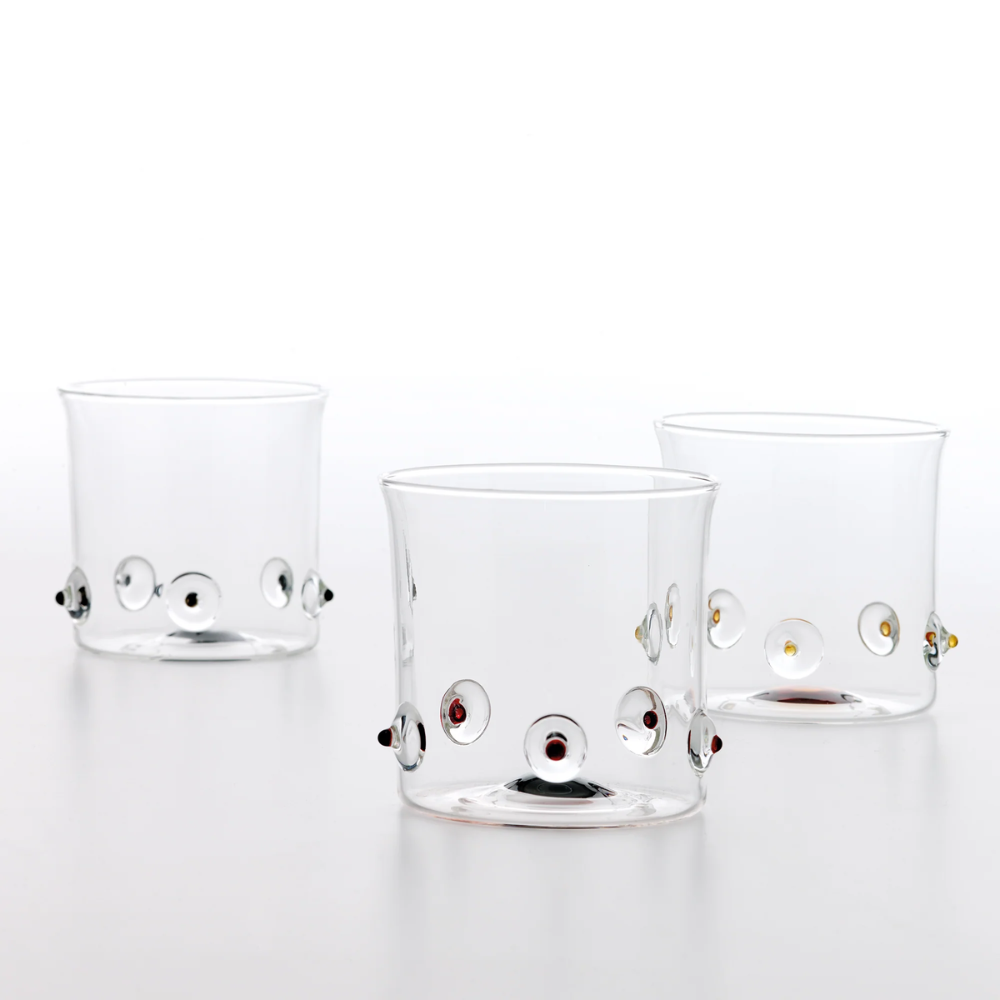 38 cl - Patèa Colorful Dotted Water Glasses in Borosilicate Glass - Set of 6 Pieces