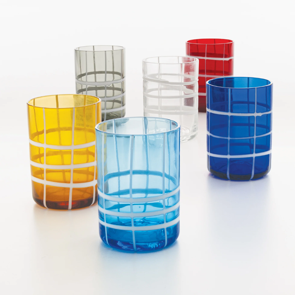 35 cl - Twiddle Verre À Eau À Rayures en Verre Soufflé - Ensemble 6 Pcs