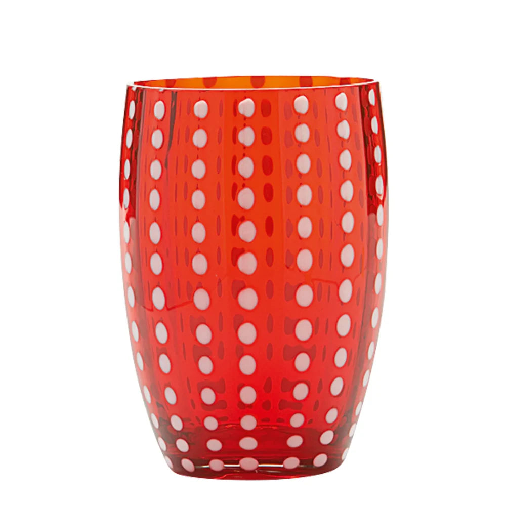 Zafferano Perle Gläser (Rot, 6-tlg.) + Tognana Geschirrset aus Steinzeug (18-tlg.)