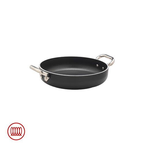 Agnelli AlBlack Tegame Basso Induzione In Alluminio Antiaderente 5mm Con 2 Maniglie Inox