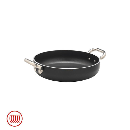 Agnelli AlBlack Tegame Basso Induzione In Alluminio Antiaderente 5mm Con 2 Maniglie Inox